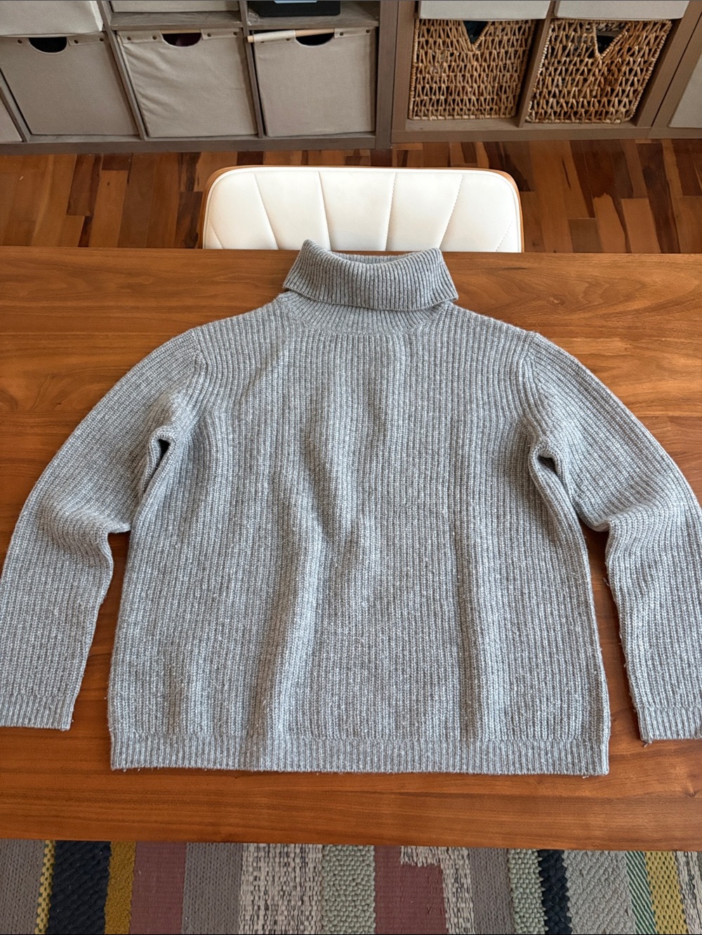 Quince Mongolian Cashmere Fisherman Turtleneck Sweater Heather Gray Size XS - Picture 6 of 11